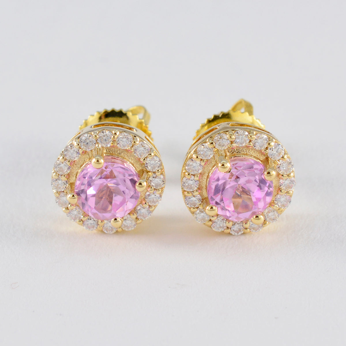 Pink-CZ-American-Lourdes-multiple-Stud-Pink-925-Silver-Earring