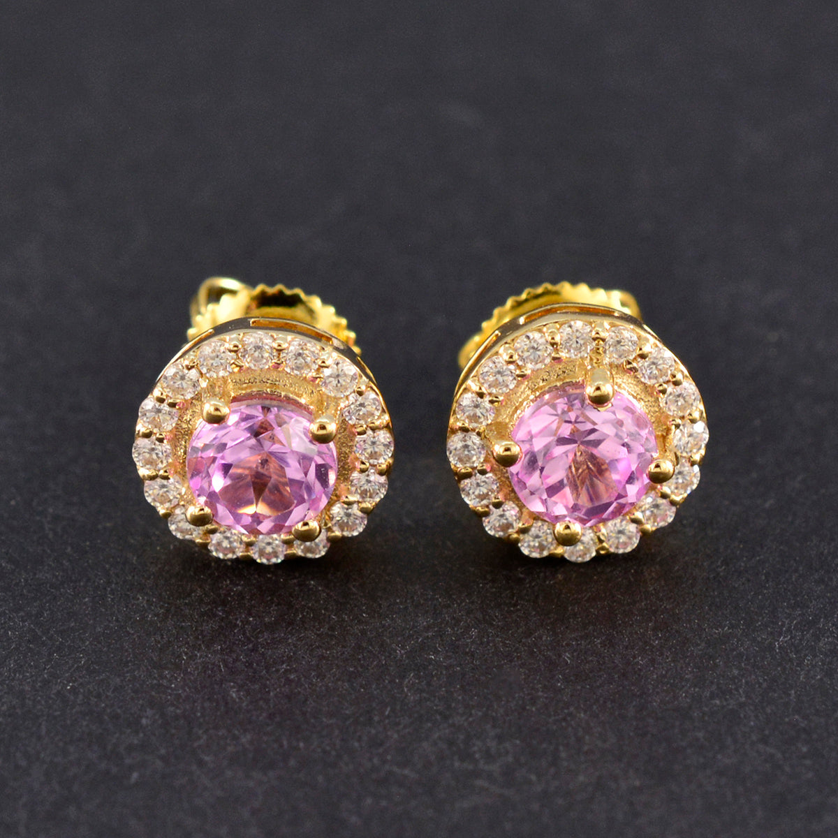 Pink-CZ-American-Lourdes-multiple-Stud-Pink-925-Silver-Earring