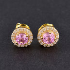 Pink-CZ-American-Lourdes-multiple-Stud-Pink-925-Silver-Earring