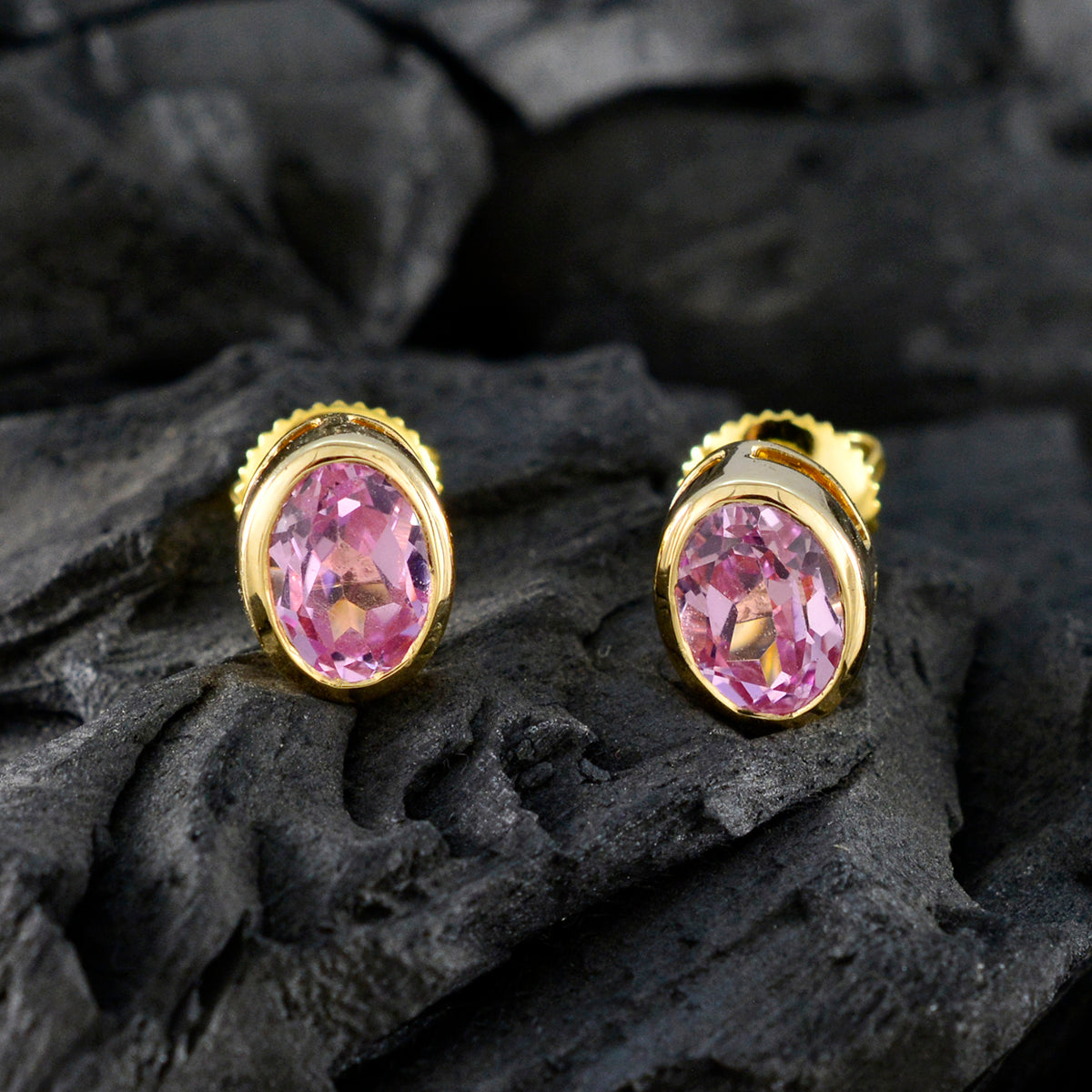 Pink-CZ-American-Riley-Solitaire-Stud-Pink-92.5-Silver-Earring