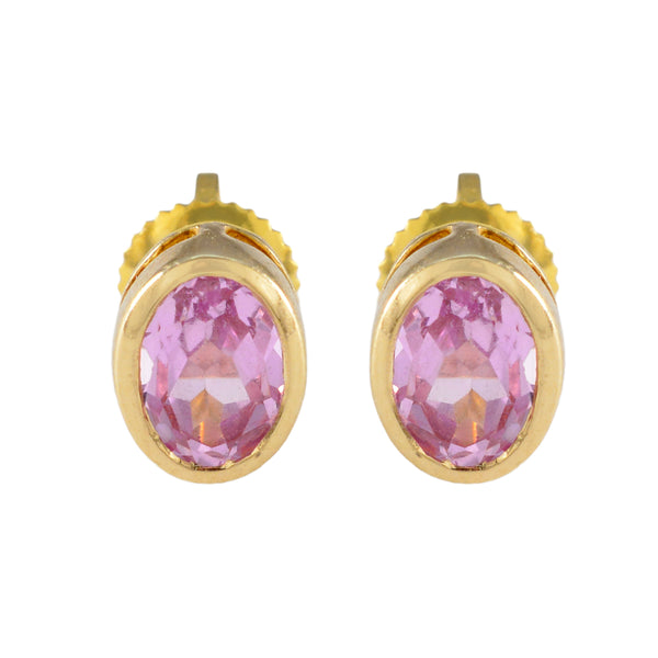 Pink-CZ-American-Riley-Solitaire-Stud-Pink-92.5-Silver-Earring