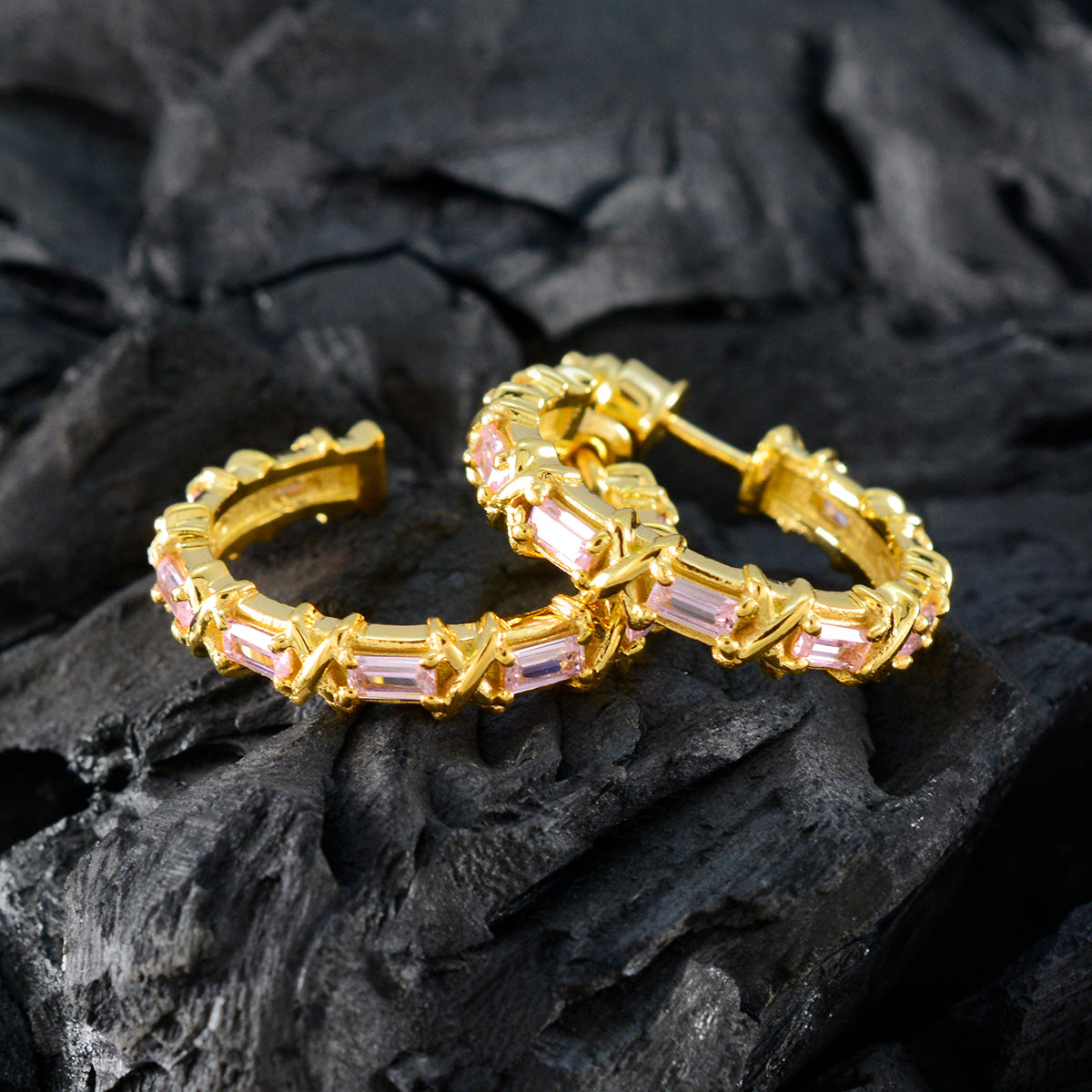 Rosa CZ tysk Alina flera örhängen i rosa sterlingsilver Sekundär produktbild