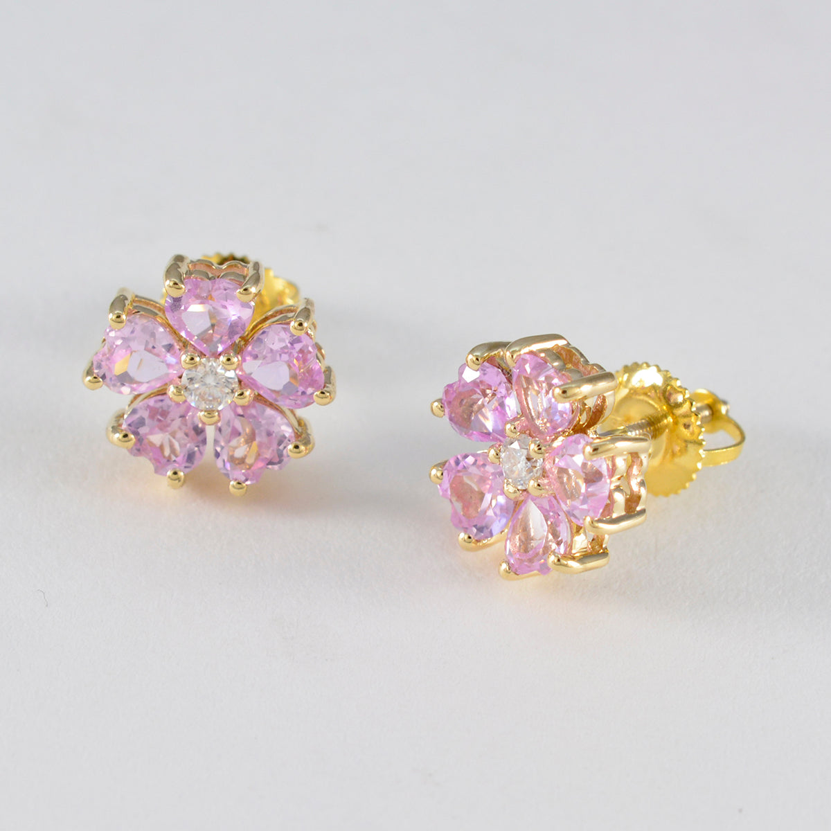 Pink-CZ-American-Aiko-multiple-Stud-Pink-925-Silver-Earring