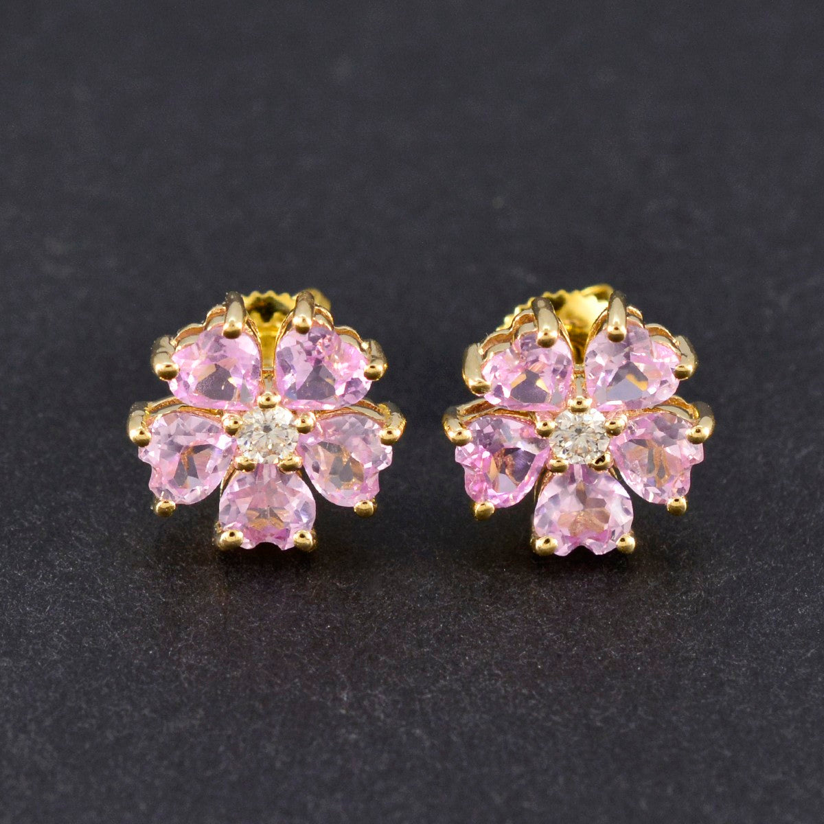 Pink-CZ-American-Aiko-multiple-Stud-Pink-925-Silver-Earring
