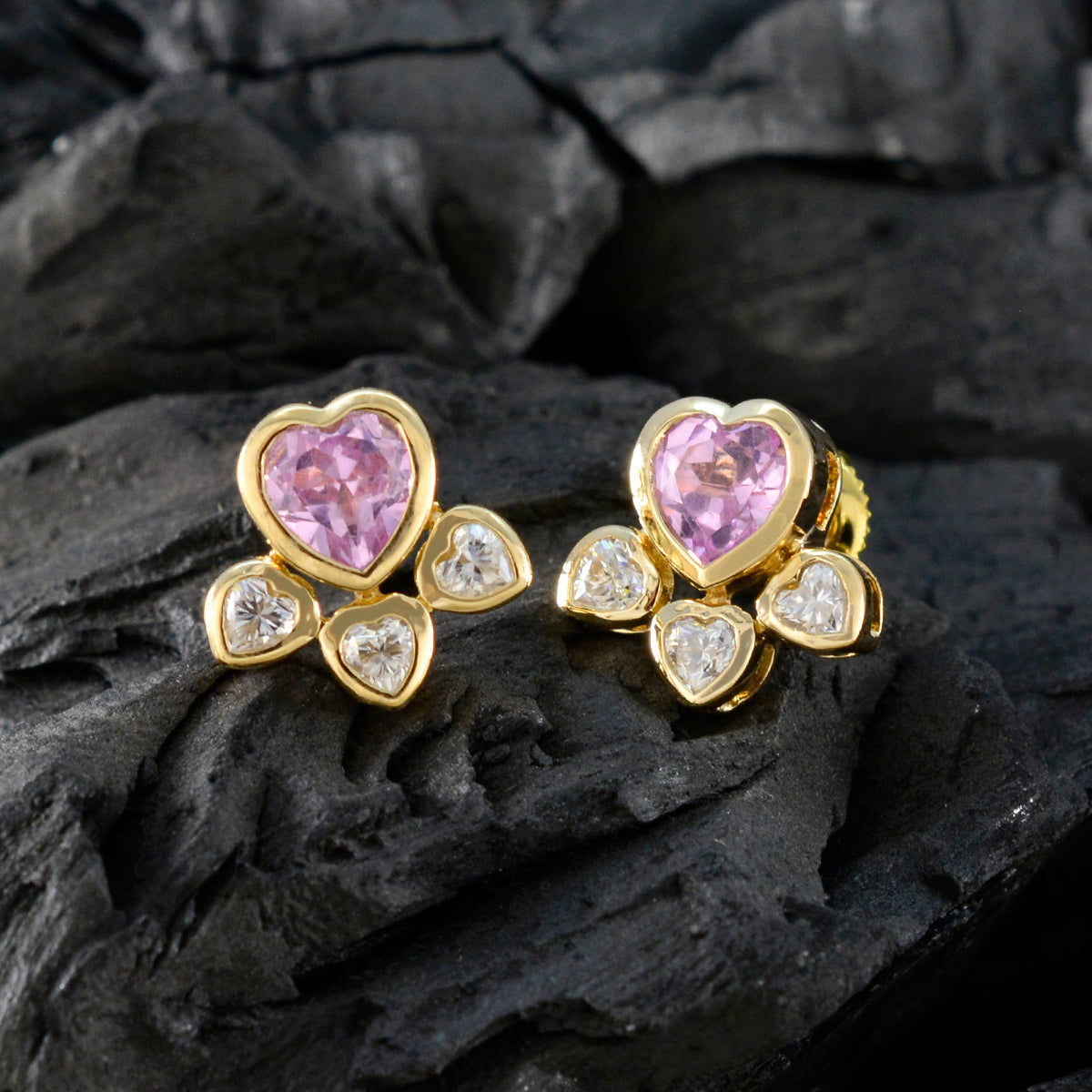 Pink-CZ-American-Mei-multiple-Stud-Pink-92.5-Silver-Earring