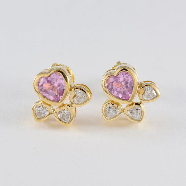 Pink-CZ-American-Mei-multiple-Stud-Pink-92.5-Silver-Earring