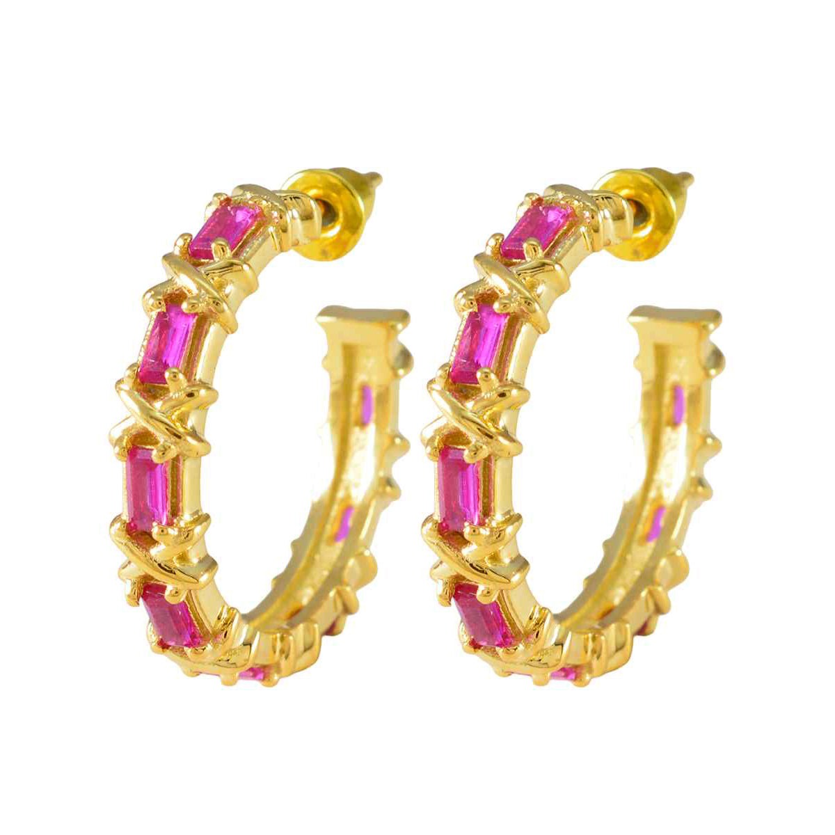 Ruby-CZ-African-Amelia-multiple-Stud-Red-925-Silver-Earring メイン画像