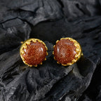Sun-Stone-Spanish-Ángeles-Solitaire-Stud-Brown-Sterling-Silver-Earring