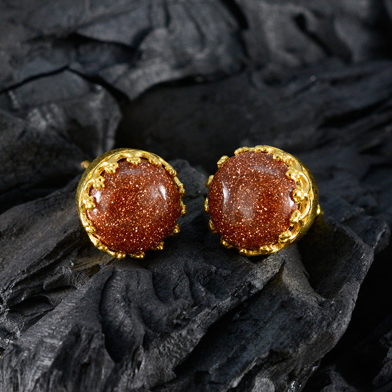Sun-Stone-Spanish-Ángeles-Solitaire-Stud-Brown-Sterling-Silver-Earring