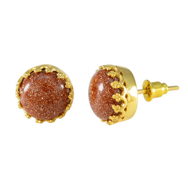 Sun-Stone-Spanish-Ángeles-Solitaire-Stud-Brown-Sterling-Silver-Earring
