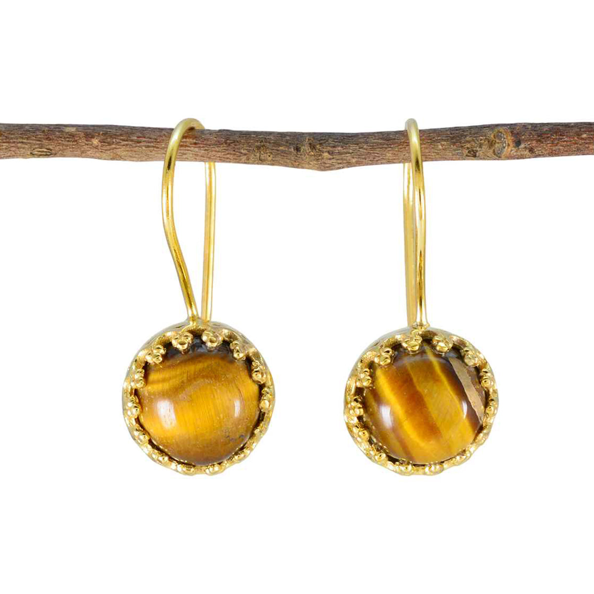 Tiger-Eye-Moroccan-Eun-ji-Solitaire-Stud-Brown-92.5-Silver-Earring Image principale du produit