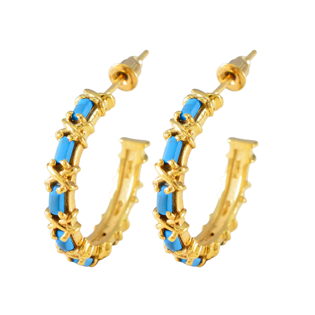 Turquoise-Russian-Anna-multiple-Stud-Blue-92.5-Silver-Earring