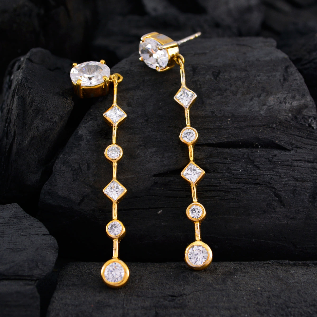 White-CZ-Indian-Dewi-multiple-Stud-White-Silver-Earring