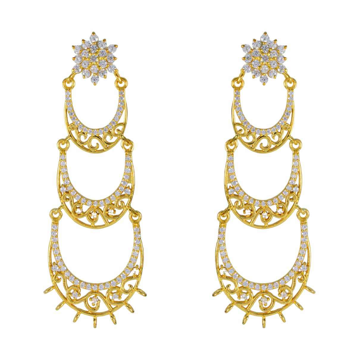 White-CZ-African-Emily-multiple-Stud-White-925-Silver-Earring Главное изображение товара