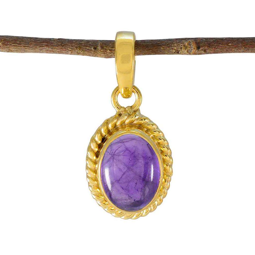 Amethyst Featherlight Egyptian 92.5 Silver Solitaire Purple Pendant