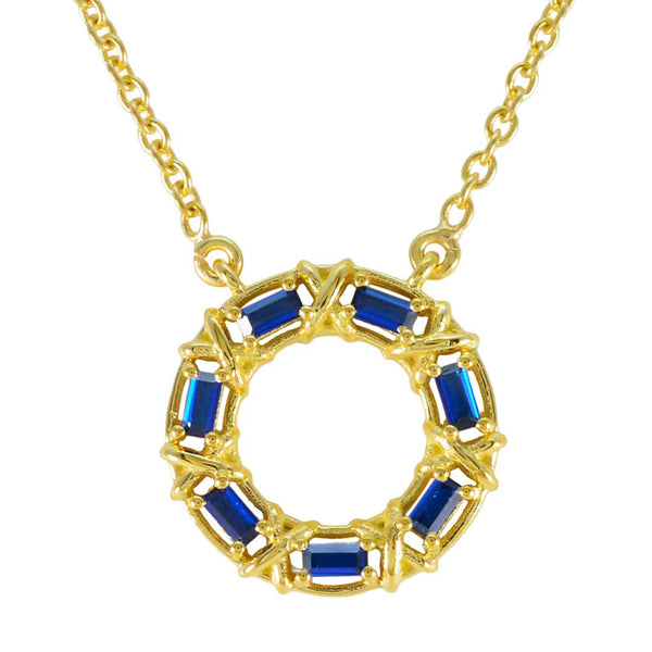 Blue Sapphire Statement American Silver Hepta Blue Pendant