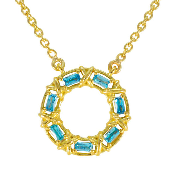 Blue Topaz Statement Mexican Sterling Silver Hepta Blue Pendant