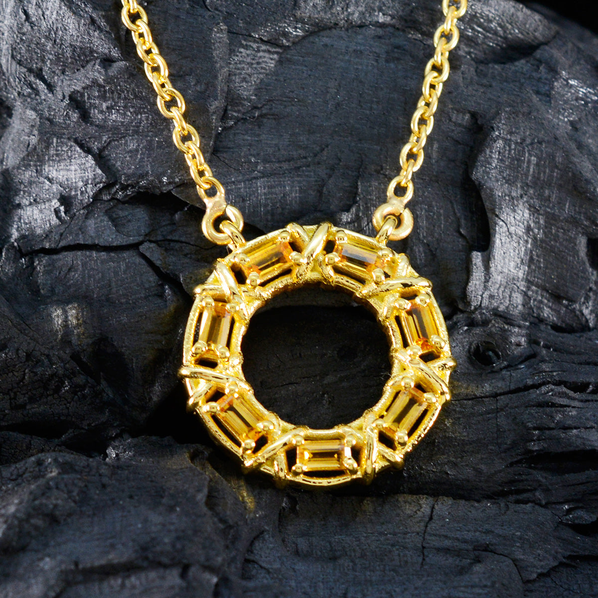 Citrine Statement Latin American 925 Silver Hepta Yasmin Luxurious Yellow Pendant Jewelry