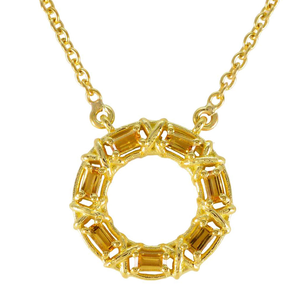 Citrine Statement Latin American 925 Silver Hepta Yellow Pendant