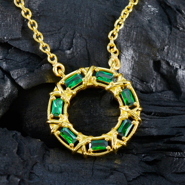 Emerald CZ Statement Russian 92.5 Silver Hepta Yasmine Glamorous Green Pendant Jewellery