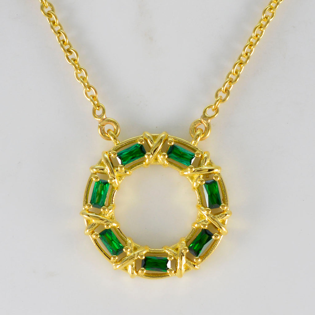 Emerald CZ Statement Russian 92.5 Silver Hepta Yasmine Glamorous Green Pendant Jewellery
