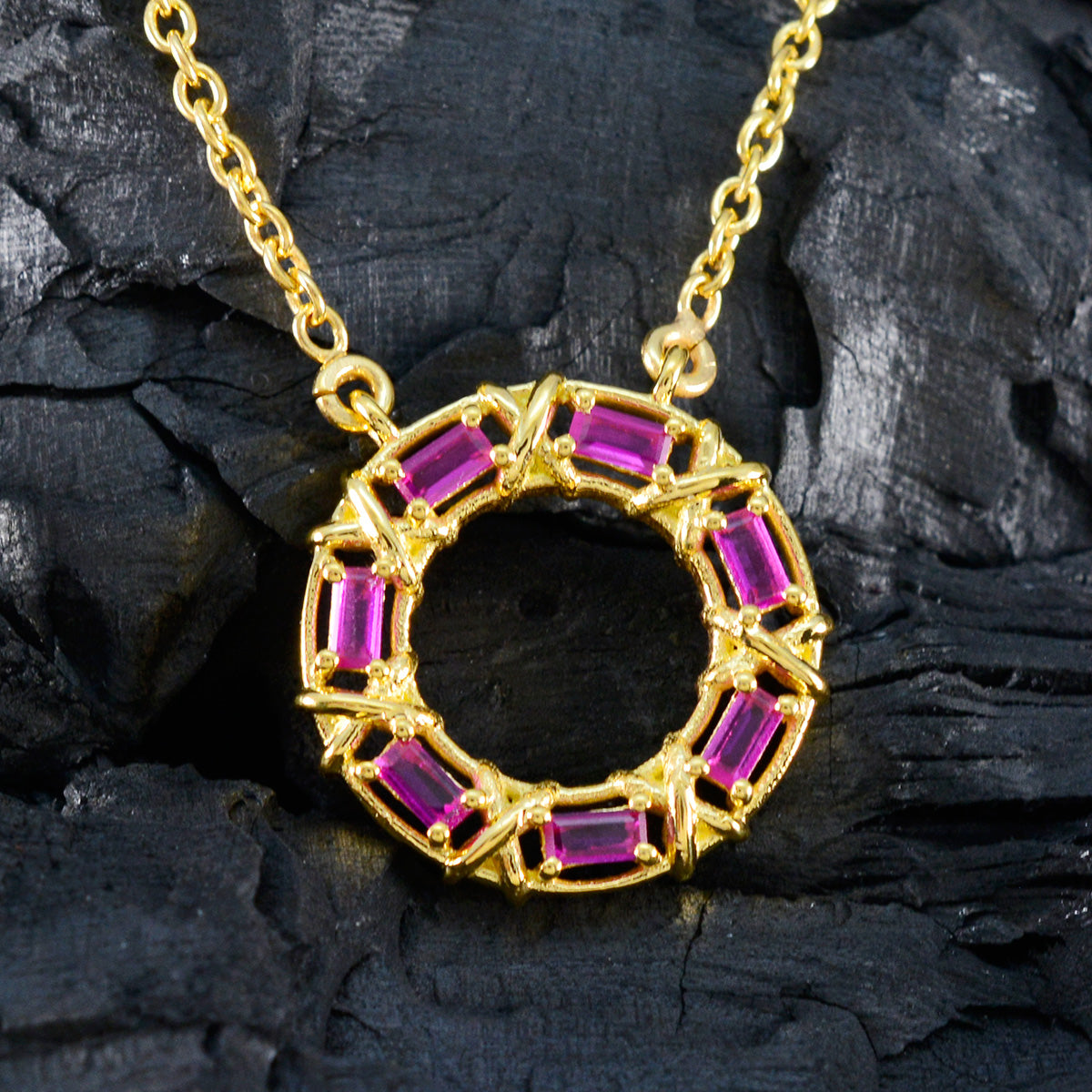 Ruby CZ Statement Egyptian Sterling Silver Hepta Zoey Feminine Red Pendant Jewellery