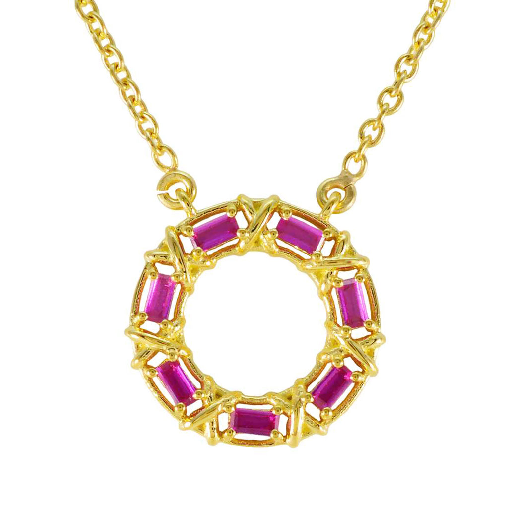 Ruby CZ Statement Egyptian Sterling Silver Hepta Red Pendant
