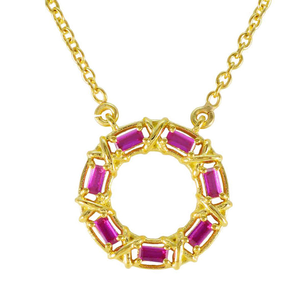Ruby CZ Statement Egyptian Sterling Silver Hepta Red Pendant