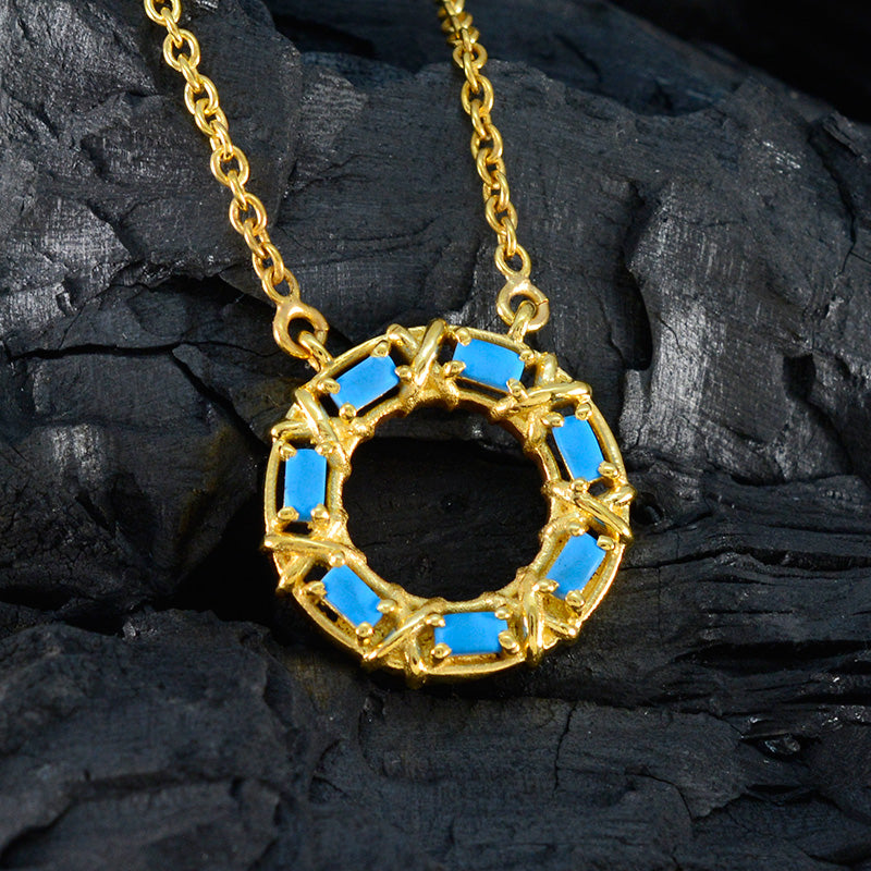 Turquoise Statement Turkish 925 Silver Hepta Yasmin Graceful Blue Pendant Jewelry