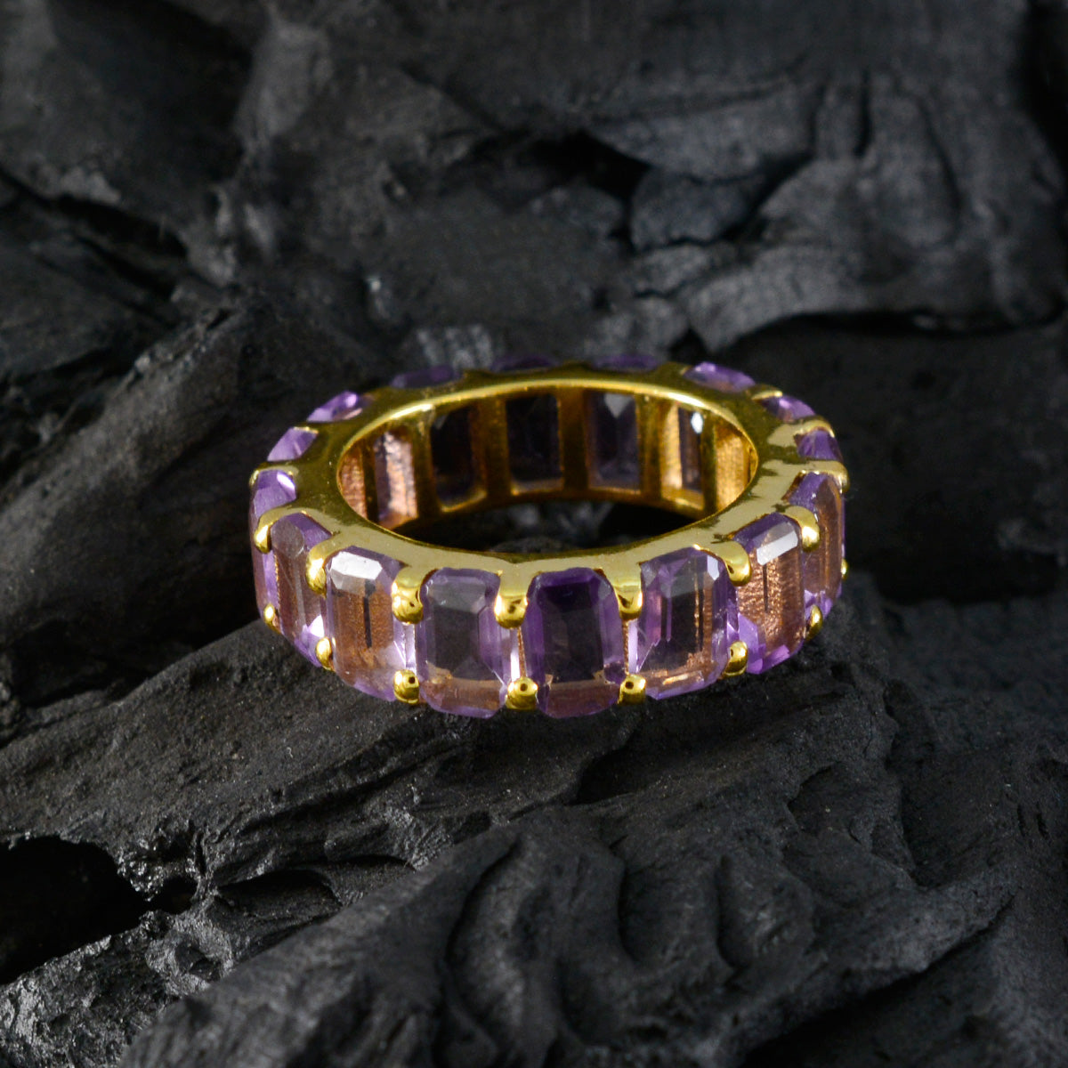 Amethyst multiple Latin American 92.5 Silver Purple Gemstones Slim Eternity Band Jewellery