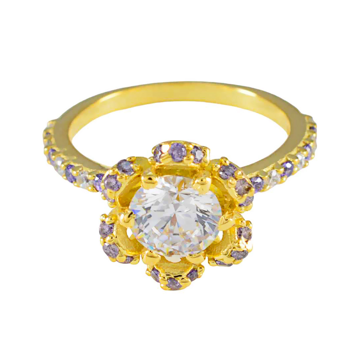 Amethyst Halo Latin American 925 Sterling Silver Purple Gemstones Whisper thin Love Ring Jewellery