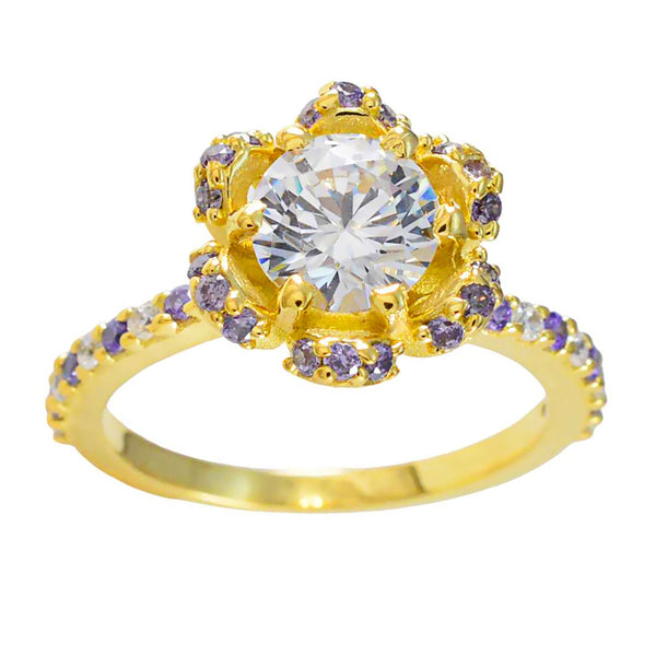 Amethyst Halo Latin American 925 Sterling Silver Purple Gemstones Whisper thin Love Ring Jewellery
