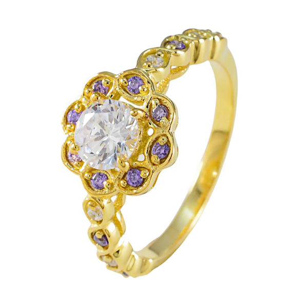 Amethyst Halo Latin American Silver Purple Gems Delicate Abstract Ring Jewellery