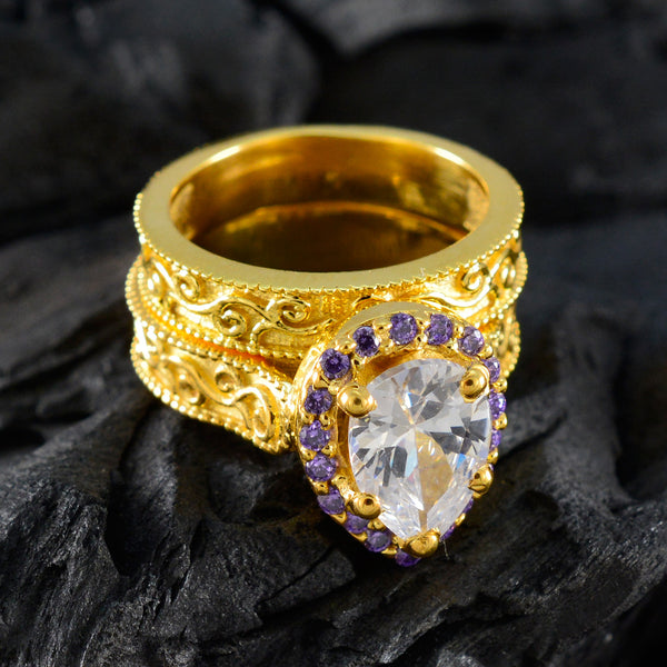 Amethyst multiple American Sterling Silver Purple Gems Eye catching propsel Ring Jewellery