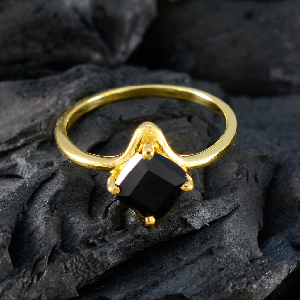 Black Onyx Solitaire Korean 92.5 Silver Black Gemstones Delicate Contemporary Ring Jewellery