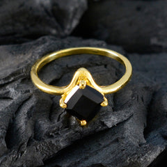 Black Onyx Solitaire Korean 92.5 Silver Black Gemstones Delicate Contemporary Ring Jewellery