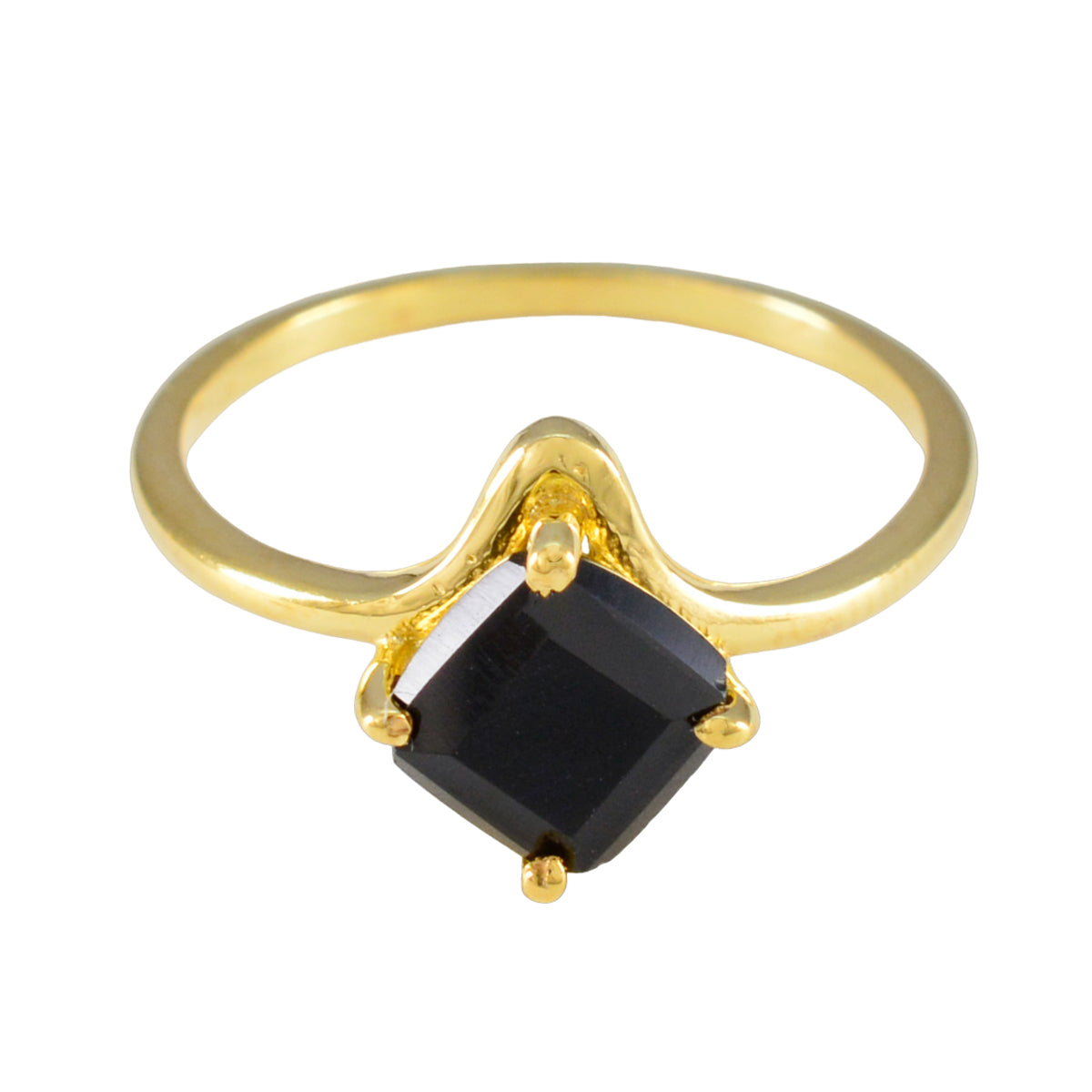 Black Onyx Solitaire Korean 92.5 Silver Black Gemstones Delicate Contemporary Ring Jewellery Imagen principal del producto