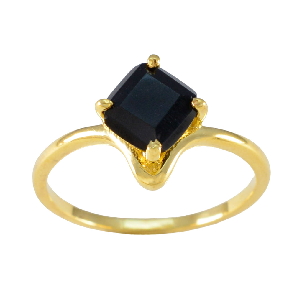 Black Onyx Solitaire Korean 92.5 Silver Black Gemstones Delicate Contemporary Ring Jewellery