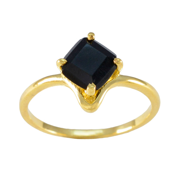 Black Onyx Solitaire Korean 92.5 Silver Black Gemstones Delicate Contemporary Ring Jewellery