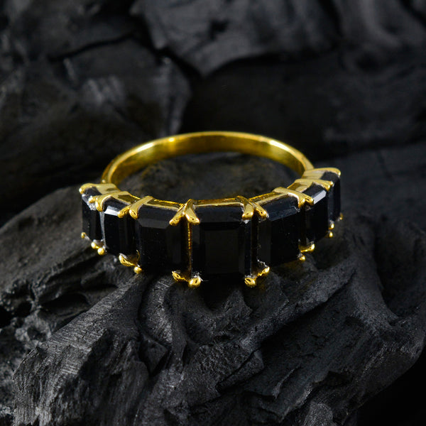 Black Onyx Hepta American Sterling Silver Black Gems Whisper thin Engagement Ring Jewellery