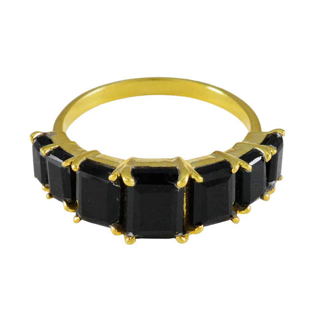 Black Onyx Hepta American Sterling Silver Black Gems Whisper thin Engagement Ring Jewellery