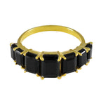 Black Onyx Hepta American Sterling Silver Black Gems Whisper thin Engagement Ring Jewellery