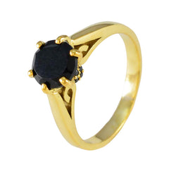 Black Onyx Solitaire American 925 Silver Black Gems Delicate Feminine Ring Jewellery
