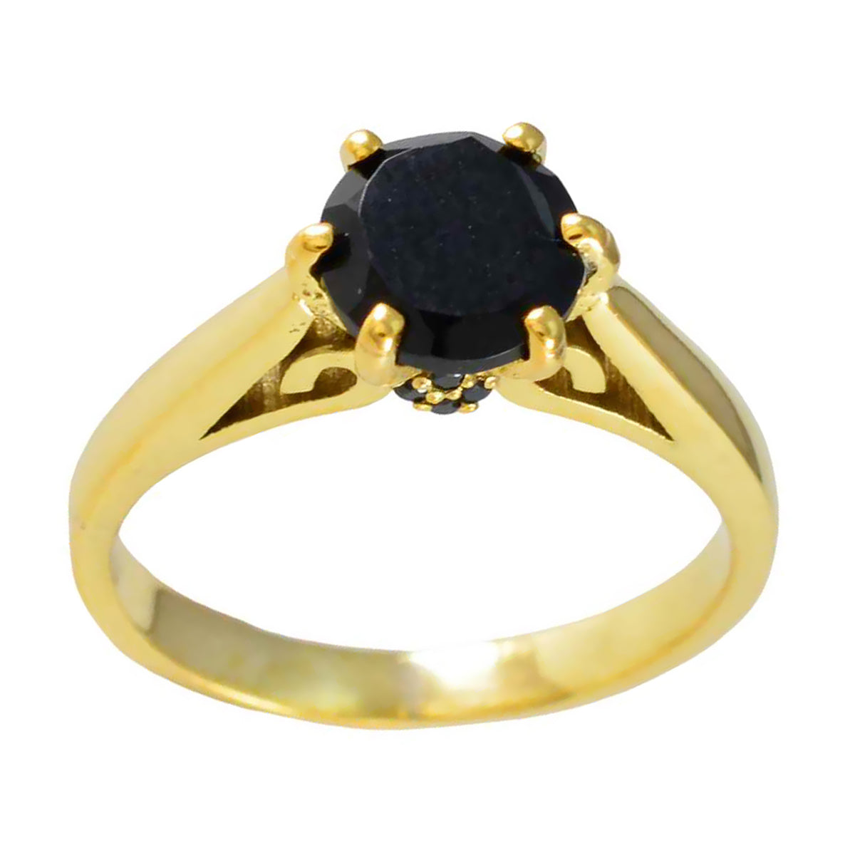 Black Onyx Solitaire American 925 Silver Black Gems Delicate Feminine Ring Jewellery