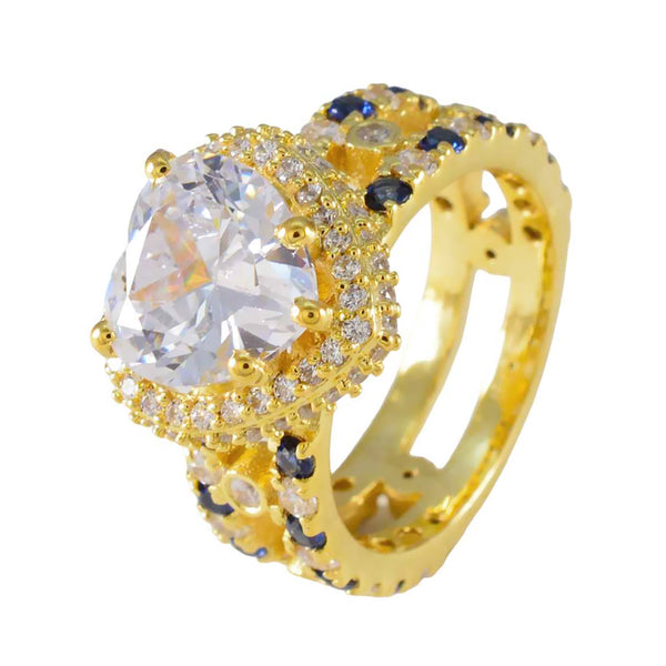 Blue Sapphire CZ Halo Korean 925 Sterling Silver Blue Gemstone Mid weight Heart Ring Jewelry