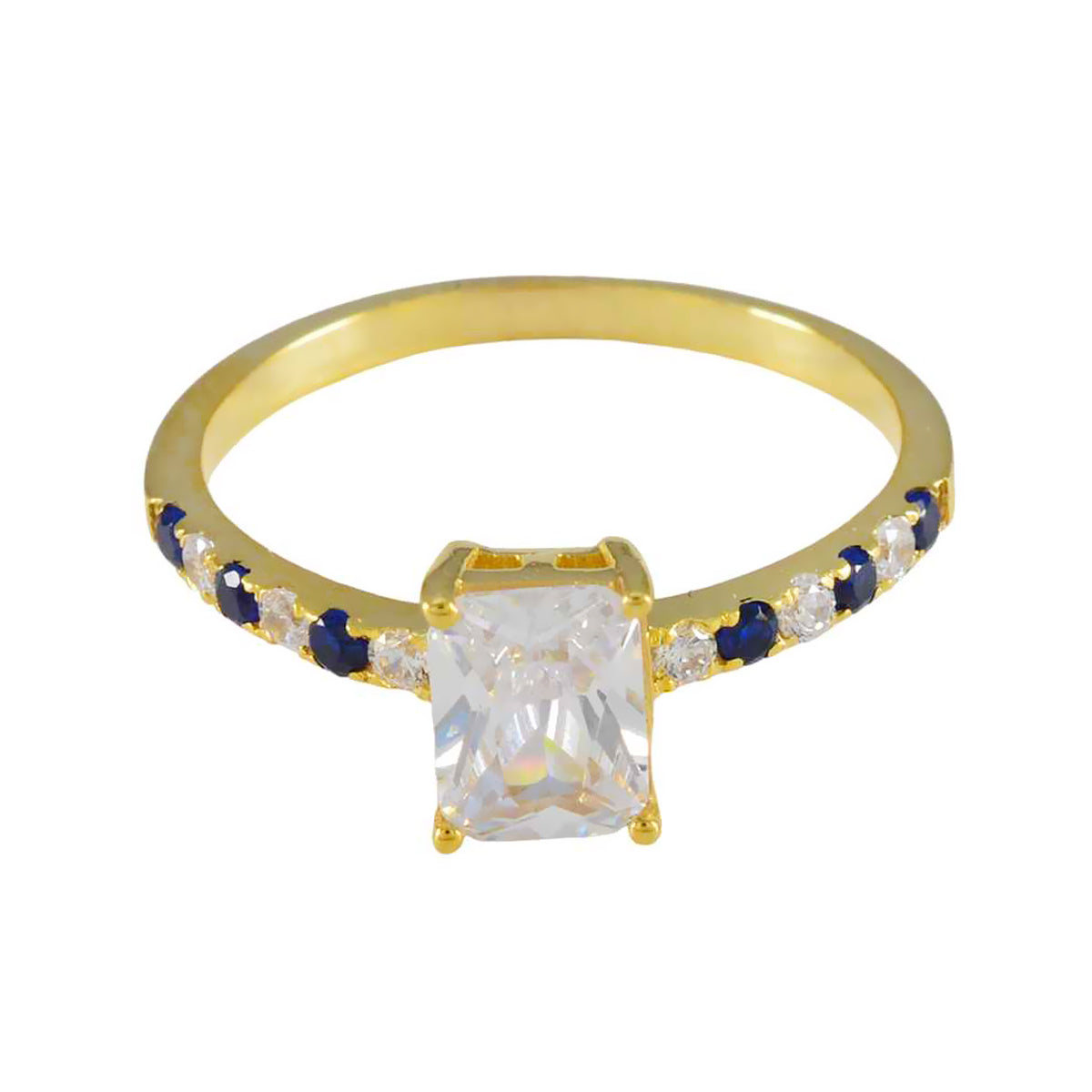 Blue Sapphire CZ Halo Latin American Silver Blue Gemstone Delicate Abstract Ring Jewellery Image principale du produit