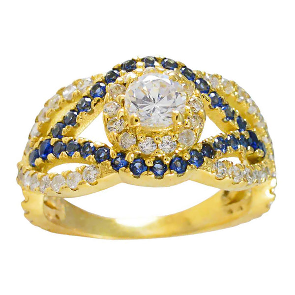Blue Sapphire CZ Halo Latin American 925 Silver Blue Gems Whisper thin Promise Ring Jewellery