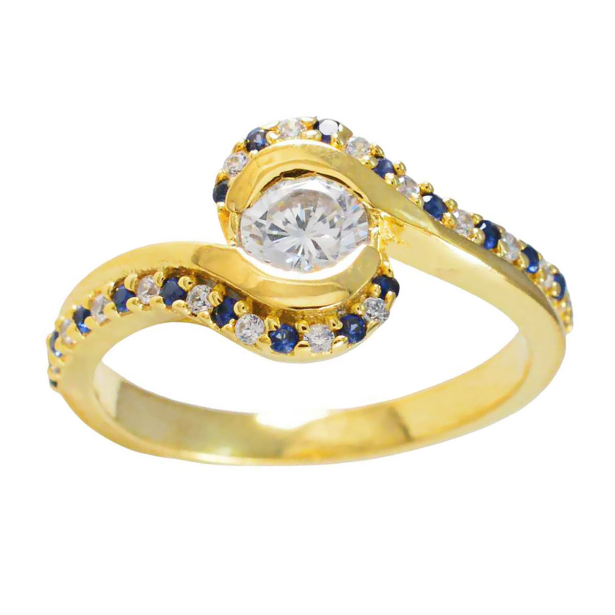 Blue Sapphire CZ Halo Latin American 92.5 Silver Blue Gems Delicate Sophisticated Ring Jewellery