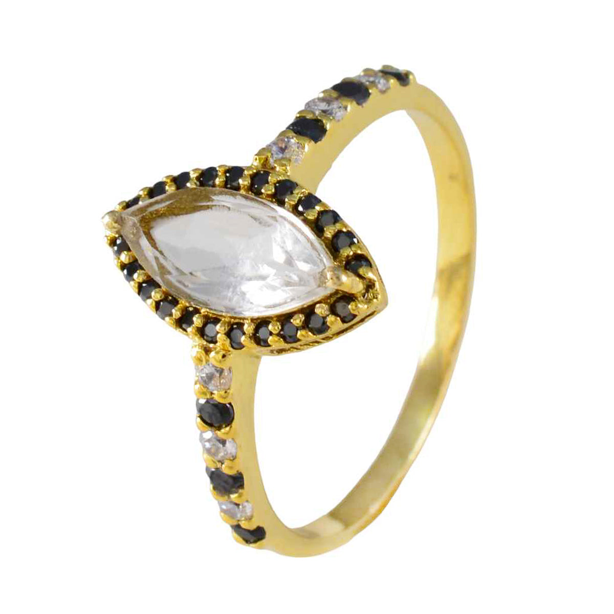 Bague abstraite délicate en argent 92,5 avec saphir bleu et zircone cubique Image secondaire du produit