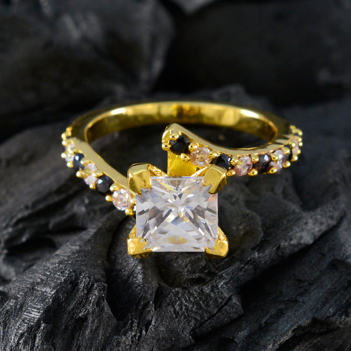 Blue Sapphire CZ Halo American Silver Blue Gems Whisper thin propsel Ring Jewellery